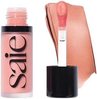 Saie Dew Liquid Blush for Cheeks - Hydrating Cream Blush Stick with a Blendable + Buildable Formula - Skincare Infused Dewy Cheek Tint for a Natural Flush - Glowy Makeup Essential - Rosy (.40 oz)