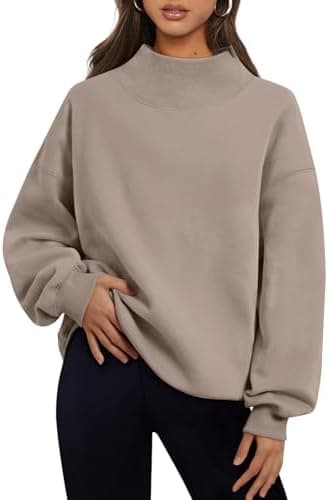 Trendy Queen Womens Oversized Sweatshirts Turtleneck Pullover Long Sleeve Hoodies Tops Fall Fashion Outfits 2026 Clothes
