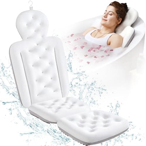 Full Body Bath Pillow for Bathtub, Thick Bathtub Cushion, Luxury Tub Pillow for Bath for Headrest Neck and Back Support White 51" x 16"