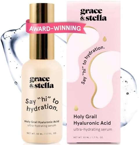grace & stella Award Winning Hyaluronic Acid Serum (50ml/1.7 fl oz) Hydrating Hyaluronic Acid Serum for Face - Acido Hialuronico for Women - Remove Fine Lines, Wrinkles, Anti Aging - Vegan Skincare
