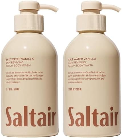 Saltair Body Wash 2-Pack – Salt Water Vanilla – Moisturizing Body Wash with Multi-Algae Complex – Scented Shower Gel for Women and Men – 2x 17oz – Vegan, Cruelty-Free, Paraben-Free