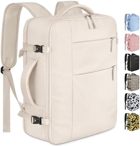 Capolo Travel Backpack for Women Men Waterproof Laptop Backpack Airlines Approved Carry On Backpack Bag Computer Bookbag for Business, Work, Traveling Fits 15.6 Inch Laptop(Beige)