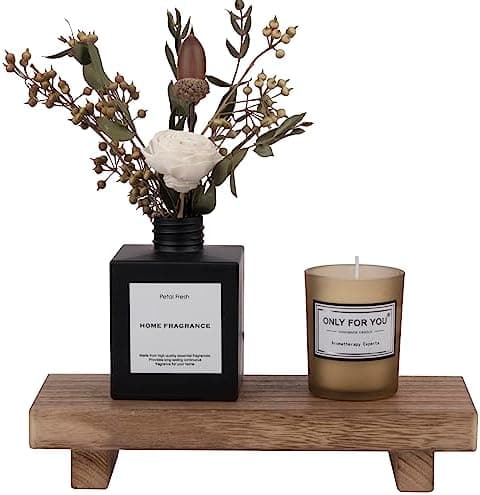 zoocatia Small Wood Tray Pedestal Stand Farmhouse Bathroom Decor Decorative Wooden Riser Kitchen Soap Dish Holder for Vanity, Counter, Sink, Brown