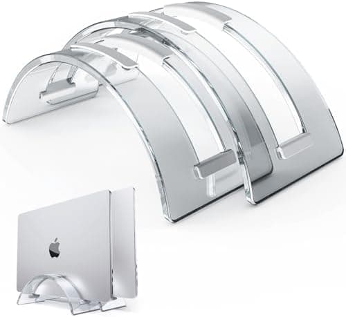 Vertical Laptop Stand for Desk,Dual Slot MacBook Stand Acrylic Invisible Desktop Notebook Dock,Laptop Stand Vertical Space-Saving Organizer for All MacBook, Surface, Samsung, HP, Dell,iPad