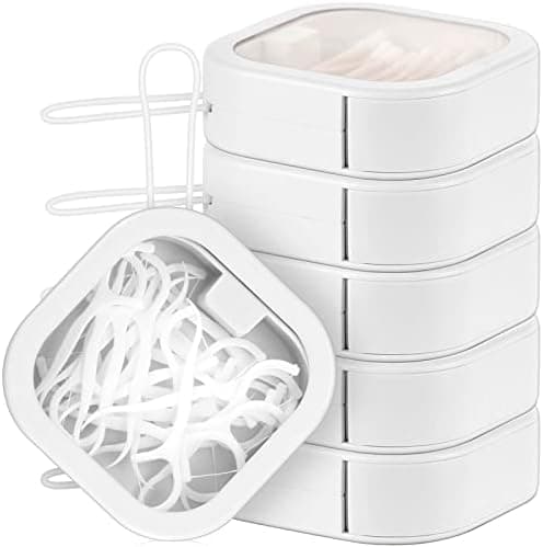 Kathfly 6 Pcs Hair Tie Organizer, Portable Bobby Pin Holder, Stackable Hair Accessories Holder for Travel, Cotton Swabs Dispenser, Jewelry Organizer Box(White)