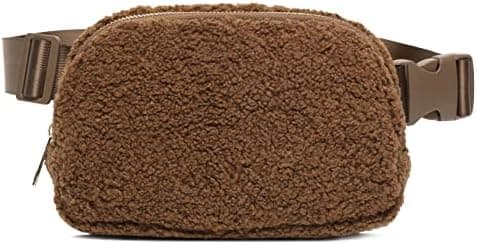 Sherpa Belt Bag Winter Fashion Waist Packs Fleece Belt Bag for Women Adjustable Strap Fanny Pack Everywhere Crossbody Bag Waist Bags (Brown)