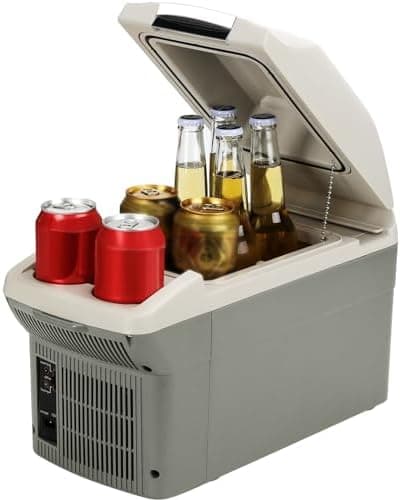 ICEROVER 12V Car Refrigerator Cooler/Warmer 8 Quart (9L) 40℉~140℉,12 Volt DC &110V AC, Electric Car Fridge Portable Compact Camping Cooler Thermoelectric 12V Small Fridge for Car, RV, Camping (Grey)
