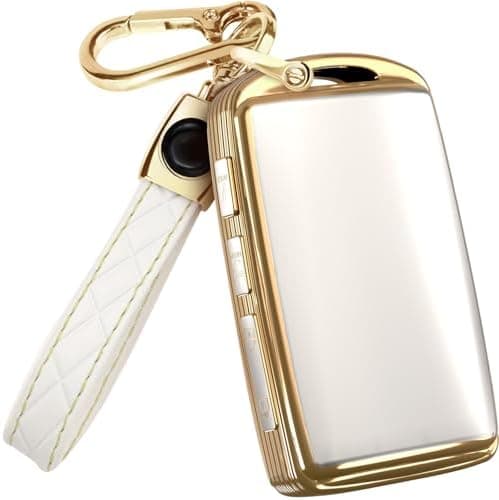 Lucrum Compatible with Mazda Key Fob Cover & Leather Keychain - TPU Case for 3, 6, CX-5 CX-9 CX-30 CX-50 CX-70 (2019-2025)