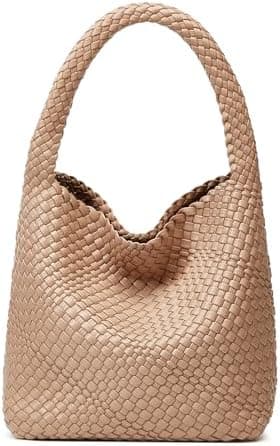 Sumrains Woven Tote Bag for Women: Handmade Vegan Leather Purse for Vacation - Lightweight & Magnetic Closure for Daily Use