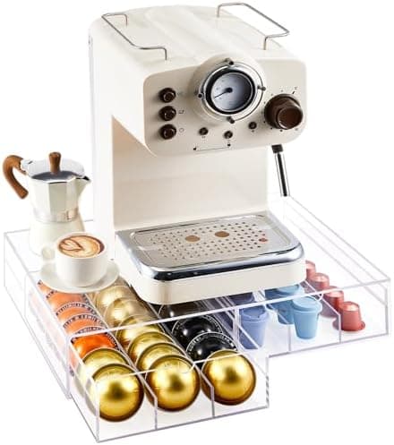 Briwooody Acrylic Coffee Pod Holder Drawer Compatible with K Cup Pods, Holds up to 36 Large or 42-66 Small Capsule Coffee Pods Storage for Home Office Counter, 4 mm Thickness