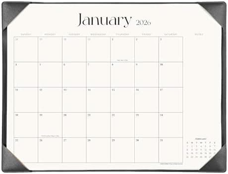 Simplified Desk Calendar 2025 with Desktop Mat, Cabbrix Large Desk Pad Calendar 21 x 16.5 Inch Runs From Now to December 2025, Desk Blotter Calendar 2025 for Home School and Office (Black)