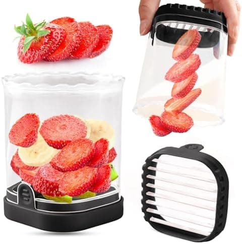 Creative Strawberry & Fruit Slicer - Detachable Cutter with Push Plate (Black)