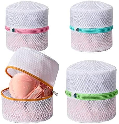 BAGAIL Lingerie Bags for Laundry - Set of 4 Honeycomb Mesh Bra Wash Bag with Premium Zipper Travel Laundry Bag for Intimates Lingerie and Delicates(Bra Wash Bag 4 Set)