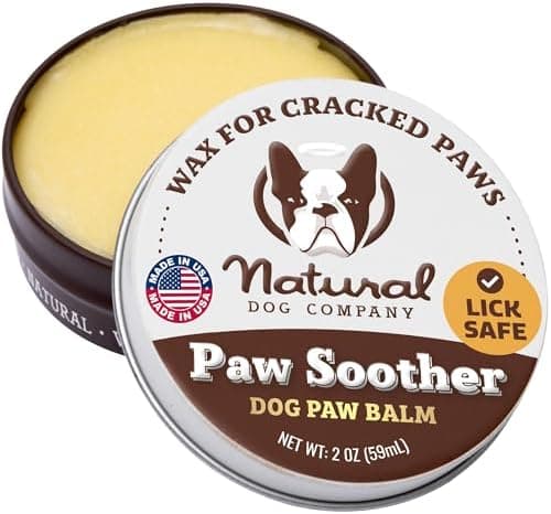 Natural Dog Company Paw Soother Balm & Wax - Dog Paw Balm & Moisturizer for Dry, Cracked Paw Pads, Helps Moisturize & Condition Worn Paws, Coconut Oil & Calendula, Daily Paws Care, 2 oz Tin
