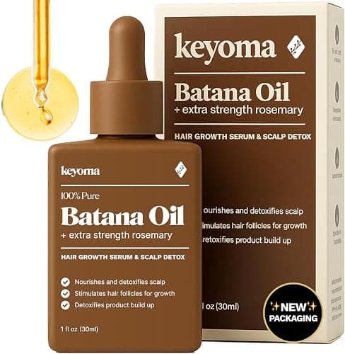 Keyoma Batana Oil for Hair Growth with Rosemary: Nourish & Detox Scalp for Thicker, Stronger, Longer Hair - 100% Organic Batana Oil from Honduras - Reduce Hair Loss (30 mL)