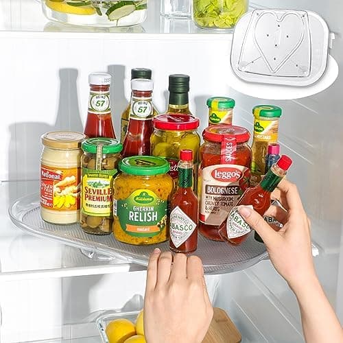 LAMU Lazy Susan Organizer 14.56''x11'' for Refrigerator Organizers and Storage Fridge Organization, Turntable Condiment Organizer for Kitchen, Table Top, Cabinet, Pantry, Countertop, 1 Pack