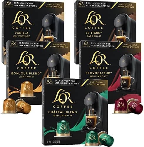 L'OR Coffee Pods, 50 Capsules Variety Pack, Single Cup Aluminum Coffee Capsules Exclusively Compatible with the L'OR BARISTA System