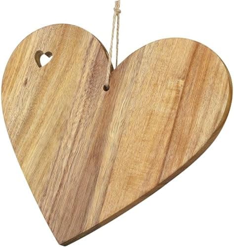 Shojoy 13.7 x 11.8 Inch Heart Shaped Wood Cutting Board Wooden Serving Board Decorative Serving Platters Wood Heart Chopping and Serving Charcuterie Board for Meat Cheese