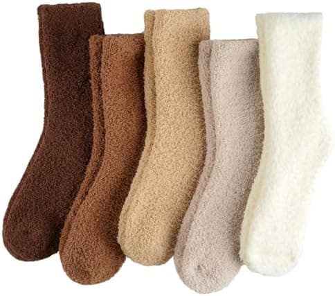 floconssy Fuzzy Socks for Women Gifts, Fluffy Cozy Plush Soft Slipper Socks for Fall Winter Christmas Warm Sleeping Home 5/6 Pairs