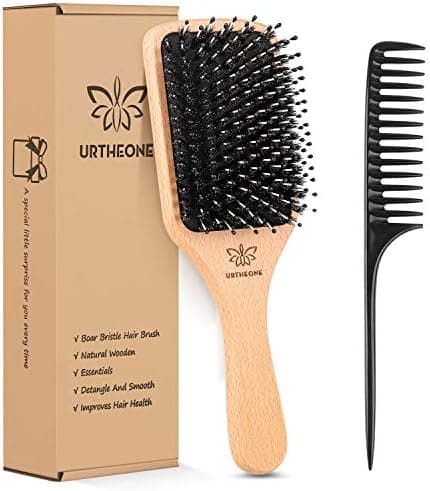 Hair Brush Boar Bristle Hairbrush for Thick Curly Thin Long Short Wet or Dry Hair Adds Shine and Makes Hair Smooth, Best Paddle Hair Brush for Men Women Kids