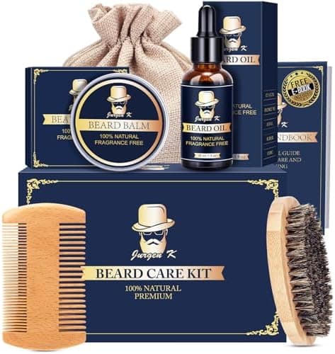 Jurgen K Birthday Gifts for Men, Beard Kit for Men's Daily Grooming, Moisturize & Soften Facial Hair, Men's Self Care Set, Anniversary | Birthday Gifts for Him Husband Boyfriend Dad Son