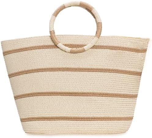 TOFUNTOY Beach Bags for Women Straw Tote Bag Summer Beach Bag Large Woven Straw Tote for Vacation Holiday