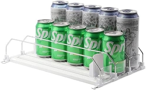 FOEJCHD Assembly-Free Drink Organizer for Fridge,Soda Can Organizer for Refrigerator with Pusher Glide - Holds up to 15 Cans