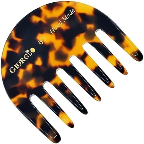 Giorgio G63 Wide Tooth Detangling Comb, Pocket and Travel Comb for Thick Hair, Hair Detangler for Wet and Dry Everyday Care - Handmade, Saw-Cut, and Polished