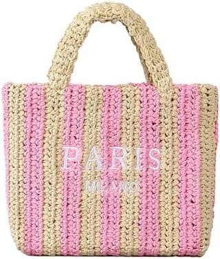 OWGSEE Straw Beach Bag for Women Summer Woven Tote Bag Packable Straw Purses and Handbags for Vacation Holiday
