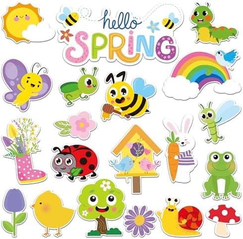 Hello Spring Magnet Car Decorations -X1zuue 20Pcs Colorful Waterproof Spring Insect Theme Magnetic Refrigerator Stickers Bee Butterfly Bird Magnets Home Decor Party Supplies for Cars Office Whiteboard