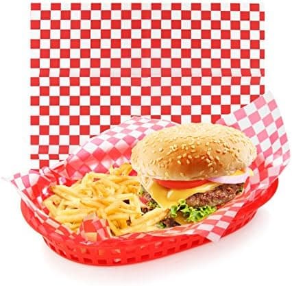 New Star Foodservice 44263 Red Check Food Basket Liners, 12 By 12-inch, Set of 36