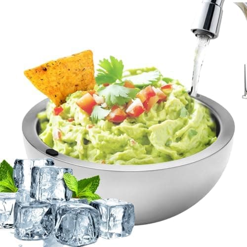 KoolCool Dip Chiller Bowl - 35oz Capacity - Frozen Ice Stainless Steel Party Serving Bowl - Insulated Dip Dish Platter Keeps Salsa, Guacamole, Condiments, Sauces, Salad & Food Hot or Cold (1 Bowl)