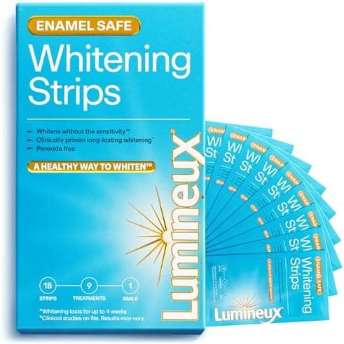 Lumineux Teeth Whitening Strips Kit - 9 Treatments (1 Month) - Peroxide Free - Enamel Safe for Whiter Teeth - Whitening Without The Sensitivity - Dentist Formulated - Sensitivity Free
