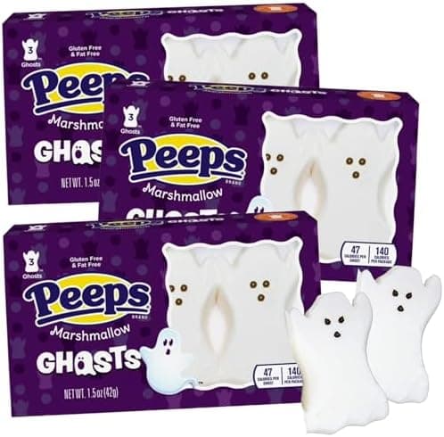 Halloween Peeps Ghost Marshmallows, Classic Spooky Candies, Cupcake and Dessert Toppers, 3 Count (Pack of 3)