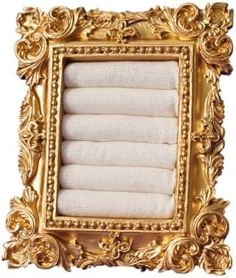 Vintage Gold Ring Holder 3.94x3.54 In,Suede Lined Jewelry Display Stand, Engagement Ring holder Photography Prop for Wedding Decor, Bridesmaid & Engagement Gift