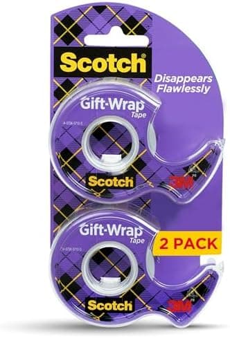 Scotch Gift Wrap Tape, Invisible, 3/4 in. x 600 in., 2 Tape Rolls with Dispensers
