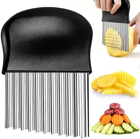 JAYVAR Crinkle Cutter, French Fry Cutter for Potatoes Stainless Steel Potato Carrot Chip Vegetable Crinkle Wavy Slicer