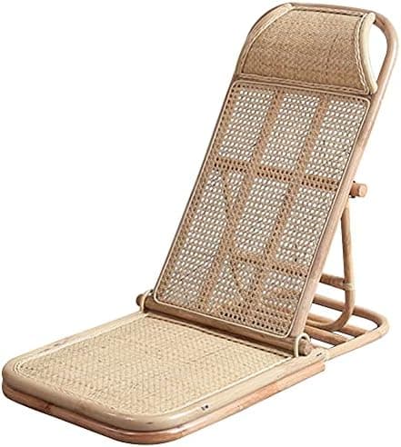 Kelendle 4-Gear Adjustable Folding Rattan Floor Chair Foldable Beach Chair Lazy Floor Lounge Tatami for Home and Office Relaxation