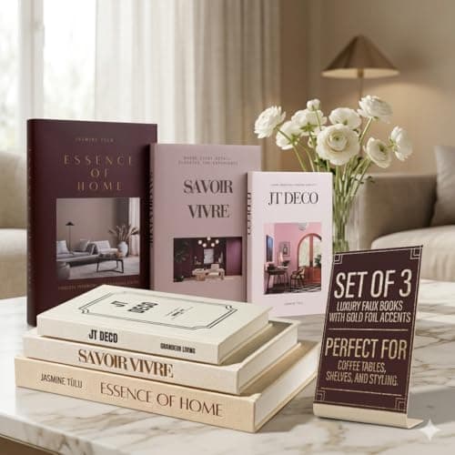 Decorative Books for Home Decor - Coffee Table Hardcover Book Set of 3 - Faux Books for Decoration for Coffee Table, Living Room, Bookshelf - Blank Pages, Foil Stamping - Removable Covers