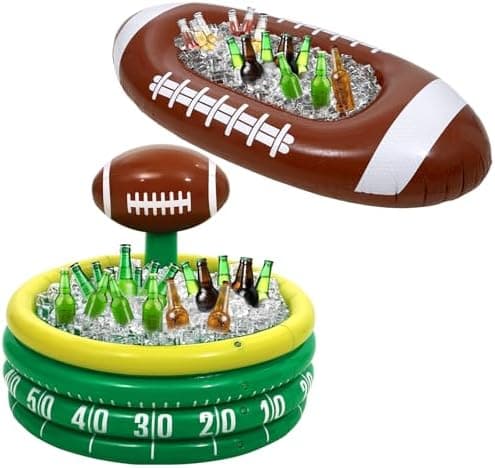 Bencailor 2 Pcs Inflatable Football Cooler for Parties Blow up Drink Rugby Cooler Party Decorations Football Party Supplies Inflatable Ice Bucket for Game Day Picnic Beer