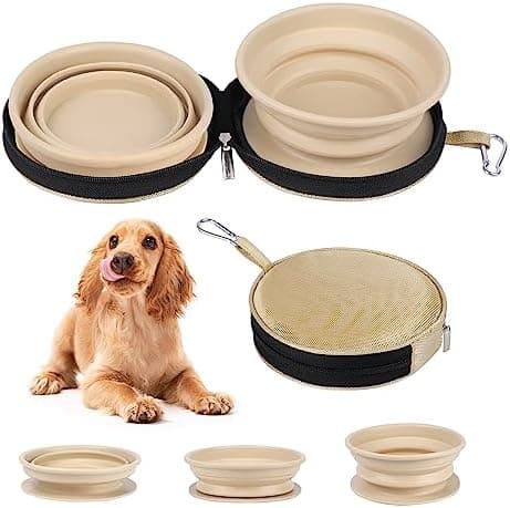 Collapsible Dog Bowls, Portable Travel 2 in 1 Pet Feeder Bowl, Detachable Foldable Cat Dog Pet Bowls with Carabiner for Walking, Traveling, Hiking, Camping