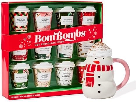 BomBombs Mini Hot Chocolate Gift Set with Holiday Packaging, Dessert Flavors Include Rocky Road, Cookie Butter, Pumpkin Pie & More, Set of 12