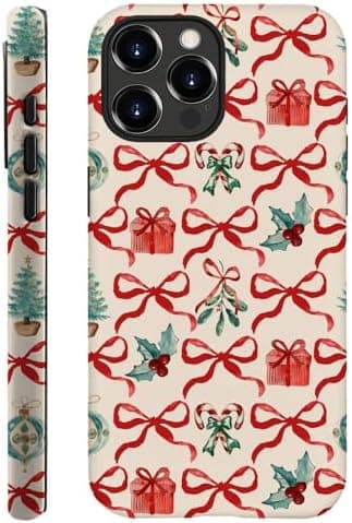 DAIZAG Case Compatible with for iPhone 14 Pro Max,Christmas Tree Ribbon Bow Phone Case for iPhone 14 Pro Max for Girl Women Boy Men