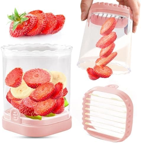 Creative Strawberry & Fruit Slicer - Detachable Cutter with Push Plate (Pink)