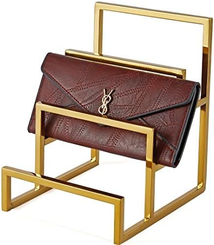 K KAIDIYIN Polished Gold 3-Layer Wallet Display Rack Metal Clutch Holder Retail Store Wallet Display Rack Show Wallet Rack
