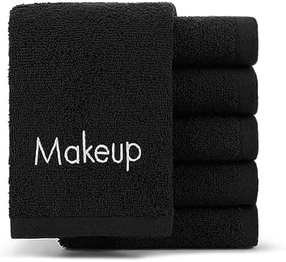 Arkwright Makeup Remover Cloths 6 Pack - 100% Cotton Face Towels, Soft Reusable Washcloths, Gentle Facial Cleansing for Waterproof Makeup, 13 x 13, Black