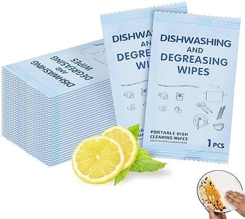 Hipruict Portable Cleaning Wipes, 100 Count Dish Soap Disposable Wipes, Individually Wrapped Dish Wipe for Travel and Camping Quick Cleaningups