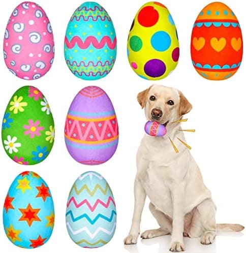 Threan 8-piece Easter Egg for Dog with Interactive Squeakers Plush Easter Egg, Fun Gifts for Medium & Small Dogs & Puppies, Durable Stuffed