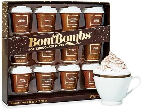 BomBombs Mini Hot Chocolate Gift Set in Signature Brown Packaging, Dessert Flavors Include Rocky Road, Cookie Butter, Pumpkin Pie & More, Set of 12