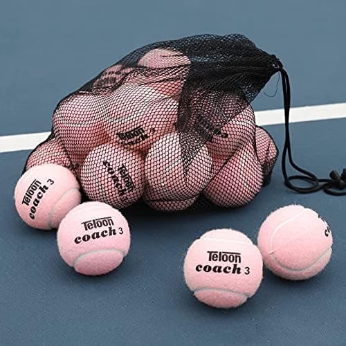 Teloon Pressure Training Tennis Balls-12 or 18 Count-Mesh Carry Bag，4 Colors Available，Pressureless Training Exercise Tennis Balls for Beginners.